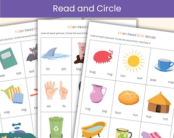 I Can Read CVC Words | Read and Circle Workbook | Phonics Reading Practice