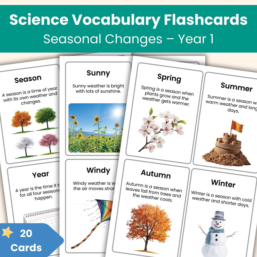 Year 1 Science Seasonal Changes Flashcards | Real Photo Vocabulary ...
