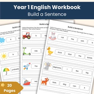 Year 1 English Workbook | Build a Sentence Worksheets | Sentence Structure Practice | Printable Resource