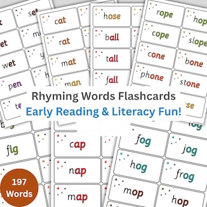 Flashcard con parole in rima – 197 schede con parole di fonetica / Divertimento precoce con la lettura e l&#39;alfabetizzazione!