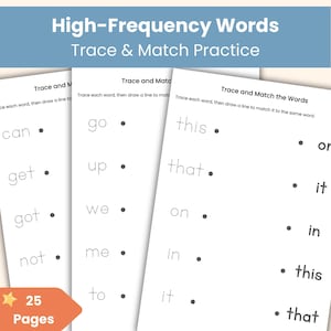 Trace and Match High-Frequency Words | Early Years Sight Word Worksheets | 25 Printable Activities