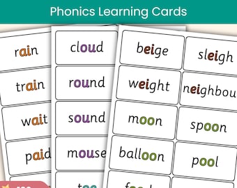 Vowel Digraphs & Diphthongs Flashcards | Phonics Cards for Early Reading and Spelling Practice | Printable ai ee oo au oi ow ay oy ue