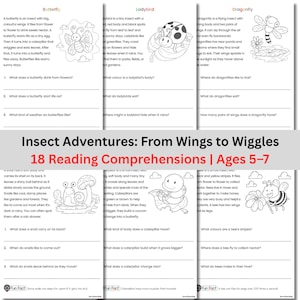 Werkboek Begrijpend lezen insectenavonturen | 18 Bugs and Insects-passages met vragen en leuke weetjes | KS1 en klassen K–1 geletterdheid