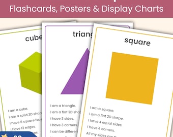 2D and 3D Shapes Flashcards | Geometry Posters and Charts | Printable Classroom Display