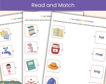 I Can Read CVC Words | Read and Match Workbook | Phonics Reading Practice