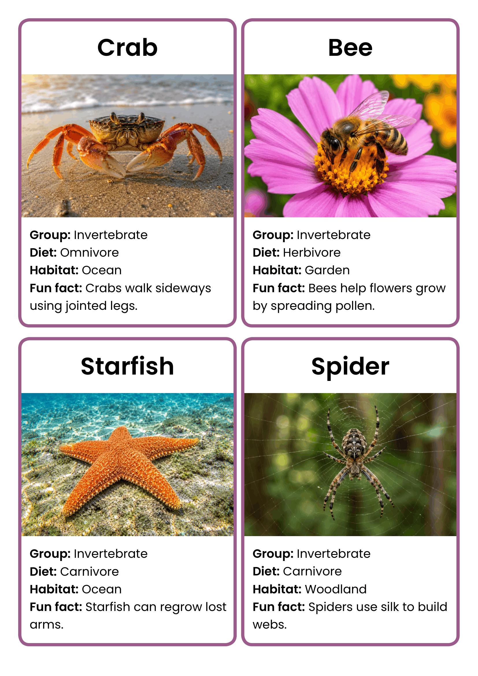 Invertebrates Flashcards | Animal Classification Cards | Habitats ...