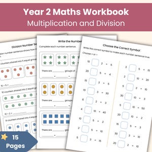 Cuaderno de ejercicios de matemáticas para segundo de primaria: Multiplicación y división / Tablas de multiplicar del 2, 5 y 10, agrupación y reparto / Hojas de ejercicios de matemáticas imprimibles