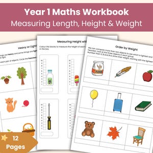 Year 1 Maths Workbook | Measuring Length, Height and Weight Worksheets | Printable Resource