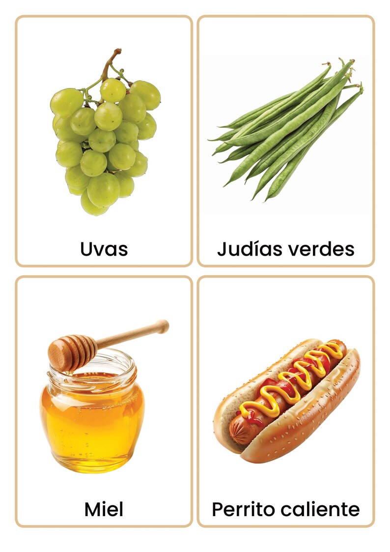 Spanish Food and Drink Flashcards | 84 Real Photo Vocabulary Cards for Kids | Printable Spanish Learning Resource image 7