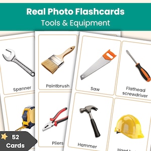 52 Tools Flashcards – Realistic Picture Cards for Kids | Preschool, KS1, Kindergarten, & ESL Vocabulary Practice