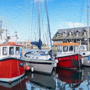 Mevagissey Harbour Print: Cornish Coast Photographic Wall Art Oil Painting Effect