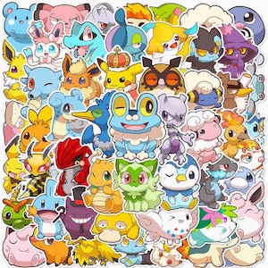 52 niedliche Pokemon-Aufkleber - wasserfeste PVC-Aufkleber für Laptops, Wasserflaschen & Kinder - perfektes Geschenk für Pokemon-Fans