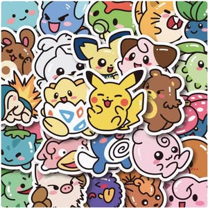 53 süße Pokemon Stickers - Wasserfeste PVC Aufkleber für Laptops, Notebooks & Kinder - Perfektes Geschenk für Pokemon Fans