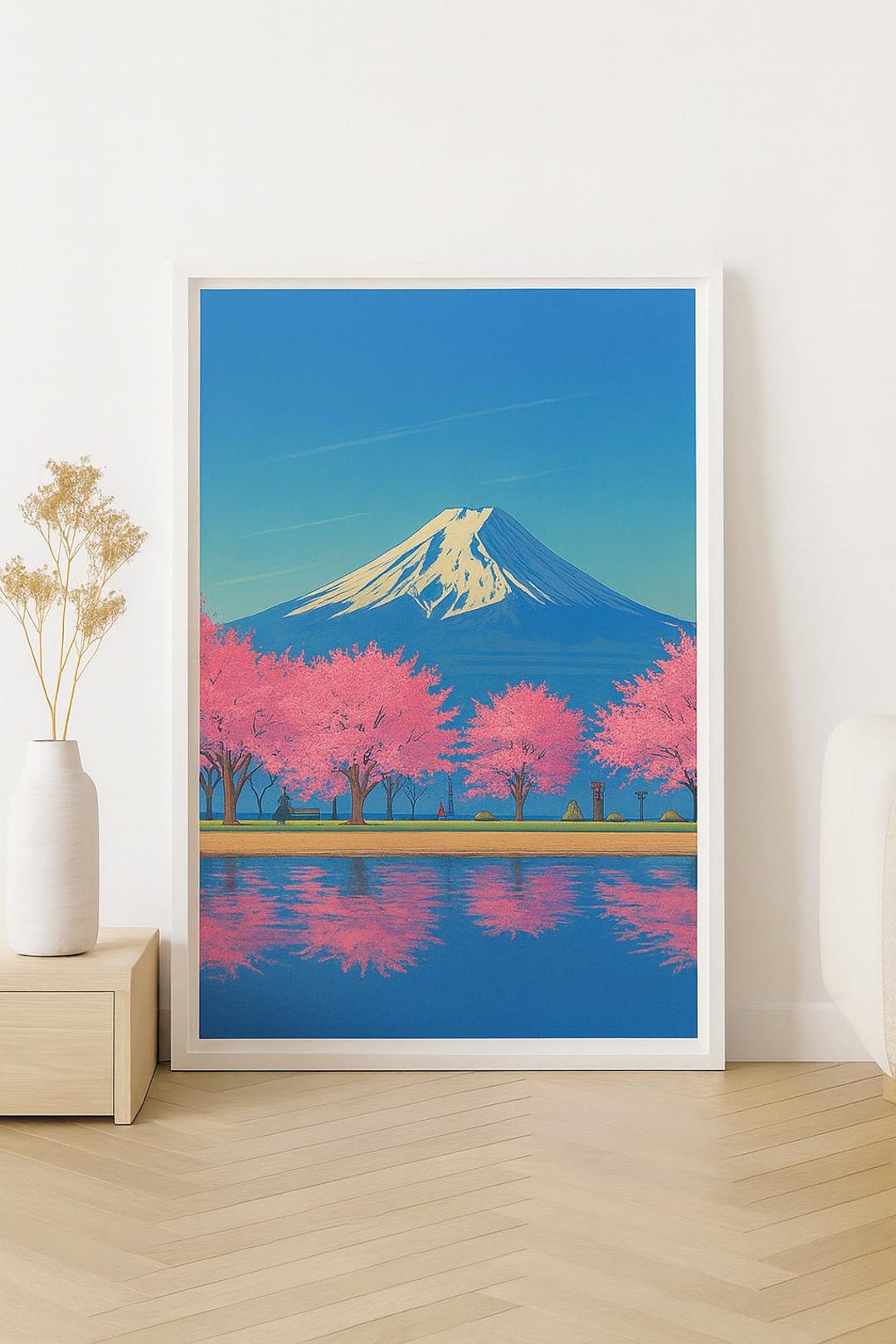 Mount Fuji Cherry Blossom Art Print | Japanese Landscape Wall Art ...