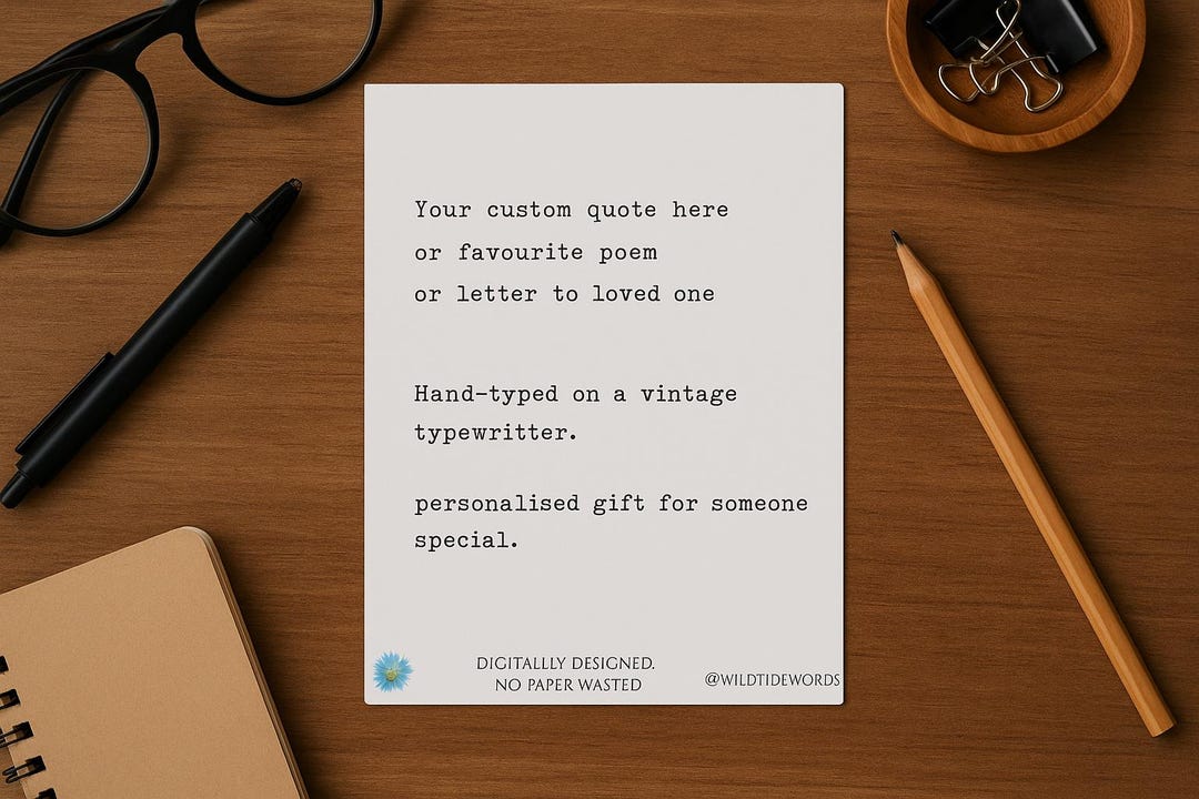 Personalized Typewritten Poem Print: Vintage Stamp, Romantic Keepsake ...