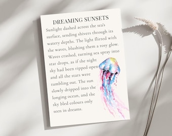 Ocean Poem Print: Sunset Wave Coastal Wall Art - Beach House Decor