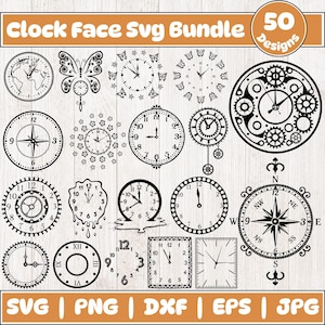 Clock Face Svg Bundle, Roman Numeral Clock, Modern Clock Face, Clock Numbers, Clock Svg, Clock Face Svg, Clock face silhouette, Cricut File