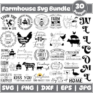 Paquete SVG de granja, SVG de vida en la granja, SVG de granjero, SVG de refranes de granja, SVG de cocina de granja, Letrero de granja, Baño de granja, SVG de camiseta de granja