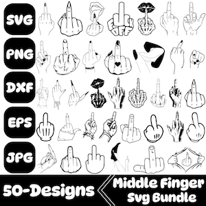 Mittelfinger-Svg-Bundle, Mittelfinger Schmuck, Mittelfinger Cut-Datei, Mittelfinger Clipart, Skelett Mittelfinger Svg, Instant Download