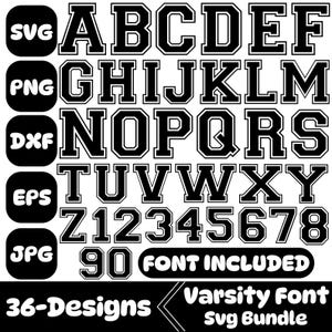 Varsity Font Svg, Layered Varsity Font Svg, Jersey Numbers Svg, Varsity Letters Svg, Sports Font, College Font, Sports, Jersey Font