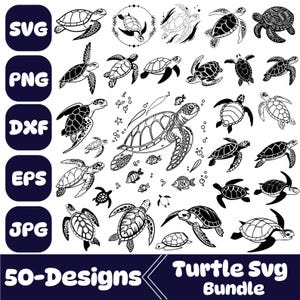 Svg-bundel schildpad, zeeschildpadden ontwerpen Clipart, zeeschildpad Svg, schildpad Svg-bestanden voor Cricut, schildpad Svg, schildpad Png, silhouet Cricut