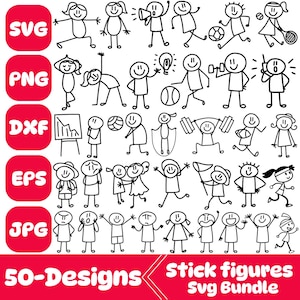 Stick Figures Svg Bundle, Stick Figures Png, Stick Figures Clipart, Stick Figures Cut Files, Stick Girl, For Cricut, Stick Family Svg