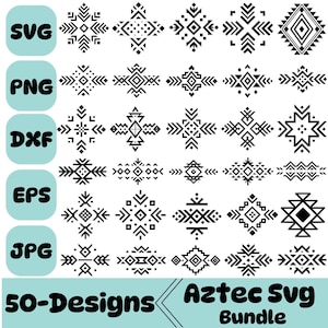 Lot aztèque de Svg, Svg d'éléments du sud-ouest, Svg de modèle tribal, Svg de modèle aztèque, Svg d'éléments aztèques, Svg de l'ouest, fichier de coupe tribal, Cricut