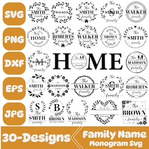 Familien Name Monogramm svg Bundle, Split Monogramm svg, Familien svg, Familienzeichen svg, Monogramm svg, Hochzeitsmonogramm svg, Familienname svg Cricut