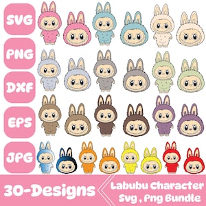 Labubu Designs Svg Png Bundle, Svg, Labubu Png Svg, Wektorowy plik cyfrowy dla Cricut, Laser Cut Labubu, Natychmiastowe pobieranie, Labubu Character Png