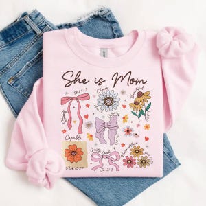 She is Mom Digital Png, Christian Mama Png, Boho Floral Mama Png, Mom Png, Mother's Day Png, Wildflower Mama Png, Bible Verses Png