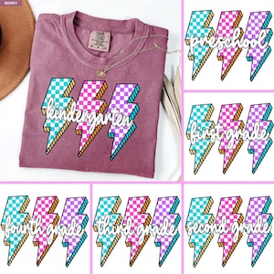 All Grade Teacher Lightning Ball Png, Back To School Png, Neon Bundle Png, Retro Teacher Png, Checkered Png, From Preschool To Fifth Grade