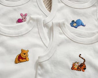 Winnie the Pooh Friends Embroidered Tank Top, Piglet Tigger Eeyore Disney Shirt, Cute Cartoon Ribbed Tank, Disney Summer Top