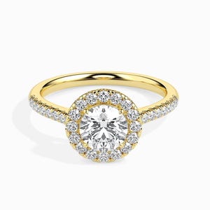 2 CT Round Brilliant Cut Colorless Moissanite Engagement Ring, Round Halo Moissanite Wedding Ring, Solid 14K Gold Ring, Birthday Gift