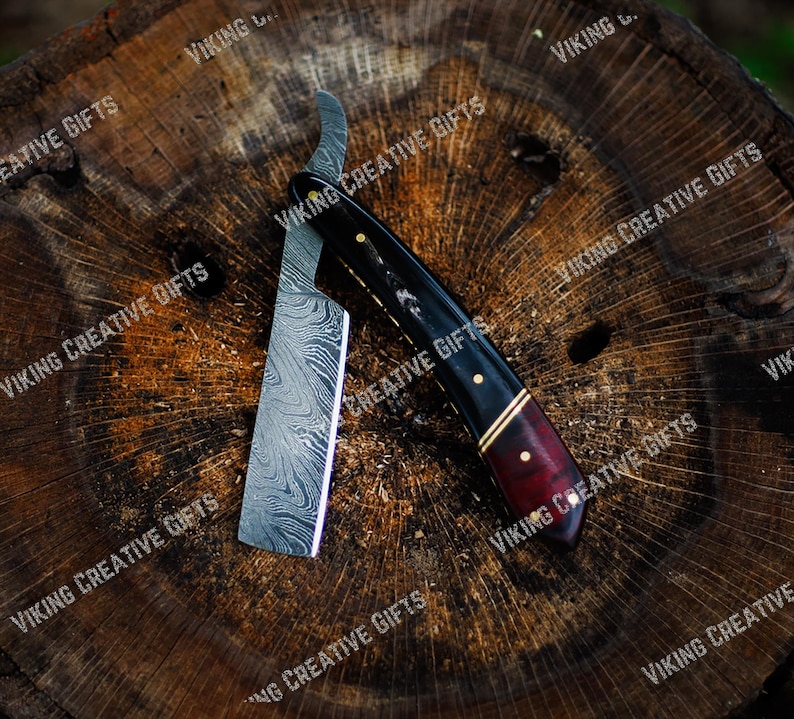 Handmade Damascus Steel Personalized Straight Razor Groomsman Gift With ...