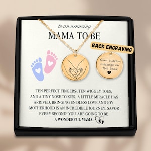 Mama to Be-ketting, sentimenteel zwangerschapscadeau, op maat gegraveerde sieraden, babyshower of eerste Moederdagcadeau met berichtkaart, cadeau moeder