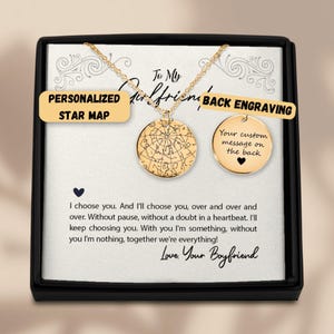 Collier carte des étoiles personnalisé, cadeau petite amie, anniversaire d'un an, collier petite amie, anniversaire petite amie, cadeaux petite amie, de BFF à GFF