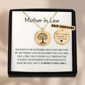 Individuelle Schwiegermutter Halskette, Sentimentales Geschenk von der Schwiegertochter, Schmuck mit Bedeutung, Hochzeitsandenken, Geburtstagsgeschenk mit Message Card