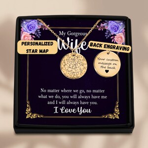 Collar personalizado para mi esposa con tarjeta de mensaje, regalo para la esposa del esposo, regalo de aniversario para la esposa, sentimental, regalos de cumpleaños para la esposa