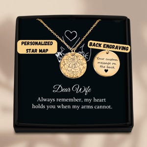 Collana regalo moglie con biglietto messaggio, regalo moglie dal marito, regalo anniversario per moglie, regalo sentimentale per moglie, collana mappa stellare personalizzata