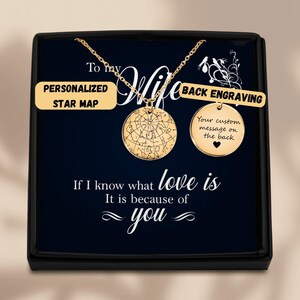 Gepersonaliseerde vrouw ketting, cadeaus voor vrouw, vrouw verjaardagscadeau, verjaardagscadeau voor vrouw, vrouw cadeau, vrouw ketting, aangepaste sterrenkaart sieraden