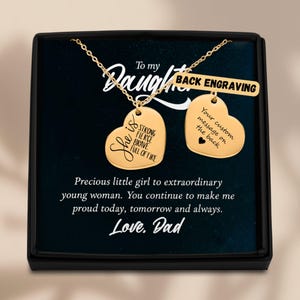 Personalisierte Tochter Halskette von Papa, Sentimental Geschenk für Tochter, individuell gravierte Anhänger, Tochter Geburtstagsgeschenk,Message Card Schmuck