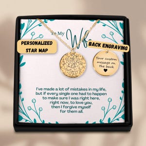 Collana personalizzata per moglie, ciondolo inciso personalizzato, regalo romantico per moglie, gioielli per anniversario o compleanno con biglietto con messaggio, regali per moglie