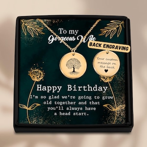 Aan mijn vrouw gegraveerde ketting met berichtkaart, cadeau vrouw van man, verjaardagscadeaus voor vrouw, sentimenteel cadeau voor vrouw, verjaardag vrouw