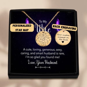 Personalisierte schöne Frau Halskette, Geschenke für Frau, Romantische Jahrestag Geschenke, Geschenk für Frau, Geburtstagsgeschenk für meine Frau, Benutzerdefinierte Sternenkarte