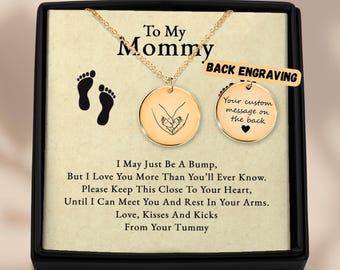 First Time Mom Gift, Engraved New Mom Gifts, Gift for New Mom Necklace, New Mommy Gift for first Mother's Day, Pregnancy Jewelry Necklace