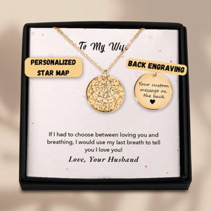 An meine Frau Halskette mit personalisierter Nachricht Karte, Geschenke für Sie, Muttertagsgeschenk, Sommer Schmuck, Benutzerdefinierte Sternenkarte, Frau Jahrestagsgeschenk