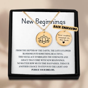 Colar New Beginnings, Pingente de Flor de Lótus, Joias de Cura para Mulheres, Presente de Novo Começo, Lembrança Inspiradora de Término de Divórcio, Presente para Ela