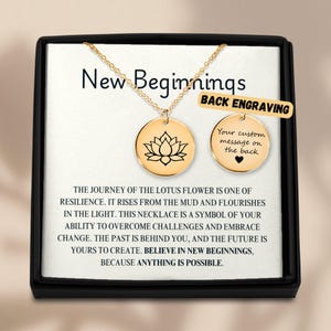 Benutzerdefinierte neue Anfänge Halskette, Lotus Blume Anhänger, Fresh Start Schmuck, Inspirational Geschenk für Frauen, Heilung,Scheidung oder Breakup-Andenken