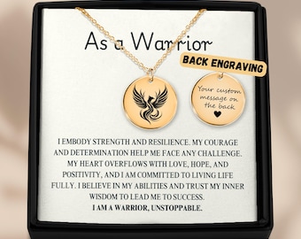Personalized Warrior Necklace, Strength Pendant, Encouragement Gifts for Friend, Survivor Jewelry, Motivational Necklace, Gifts of Strength
