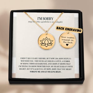 Presente de "Desculpe-me", Colar de Desculpas Personalizado, Cartão de Desculpas, Presente de Desculpa para Esposa, Parceira e Namorada, Presente de Desculpa para Amiga, Joia de Desculpa Personalizada
